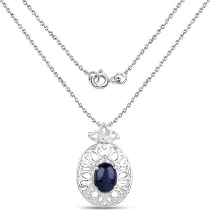 4.50 Carat Genuine Blue Sapphire .925 Sterling Silver Pendant  DestGlow