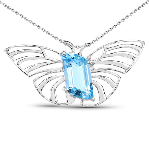 10.62 Carat Genuine Swiss Blue Topaz .925 Sterling Silver Pendant by Bids.com
