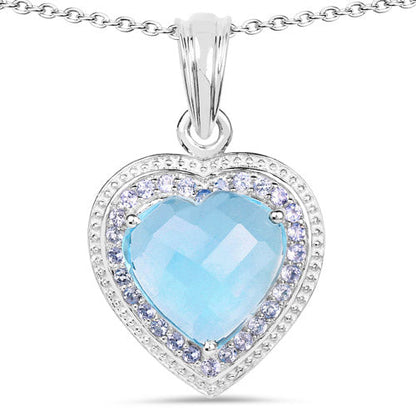 7.36 Carat Genuine Blue Topaz and Tanzanite .925 Sterling Silver Pendant by Bids.com