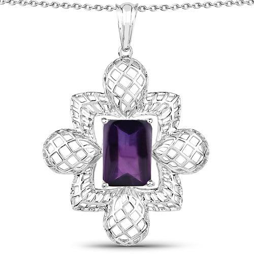 7.80 Carat Genuine Amethyst .925 Sterling Silver Pendant by Bids.com