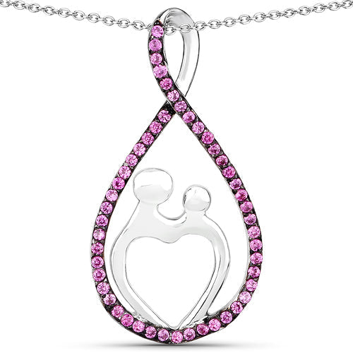 0.50 Carat Created Ruby .925 Sterling Silver Pendant  DestGlow