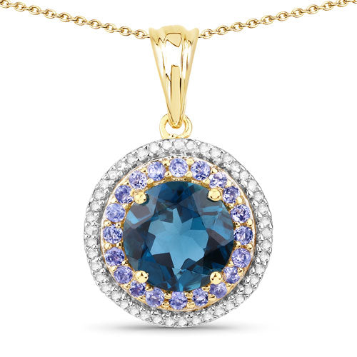 "5.10 Carat Genuine London Blue Topaz, Tanzanite and White Topaz .925 Sterling Silver Pendant by Bids.com