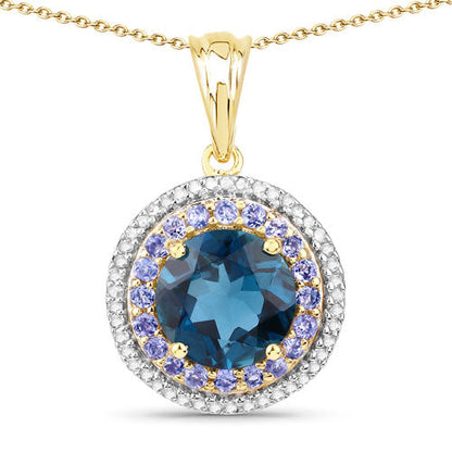 "5.10 Carat Genuine London Blue Topaz, Tanzanite and White Topaz .925 Sterling Silver Pendant by Bids.com