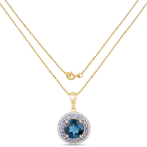 "5.10 Carat Genuine London Blue Topaz, Tanzanite and White Topaz .925 Sterling Silver Pendant by Bids.com