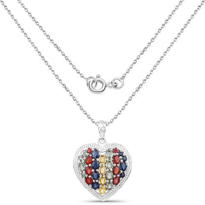 4.40 Carat Genuine Multi Stones .925 Sterling Silver Pendant by Bids.com
