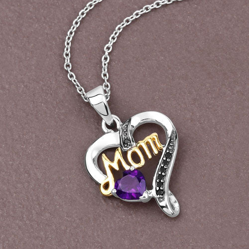 0.48 Carat Genuine Amethyst and Black Spinel .925 Sterling Silver Pendant by Bids.com