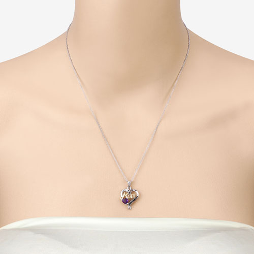 0.48 Carat Genuine Amethyst and Black Spinel .925 Sterling Silver Pendant by Bids.com