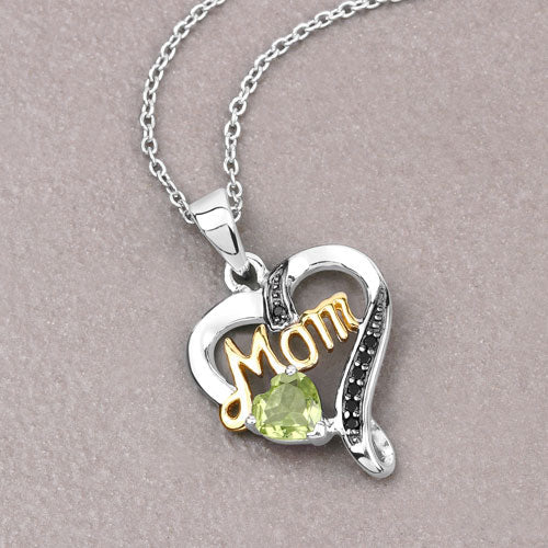 0.49 Carat Genuine Peridot and Black Spinel .925 Sterling Silver Pendant by Bids.com