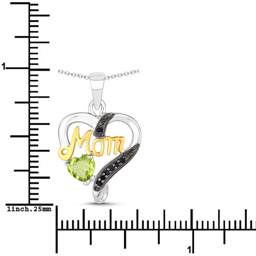 0.49 Carat Genuine Peridot and Black Spinel .925 Sterling Silver Pendant by Bids.com