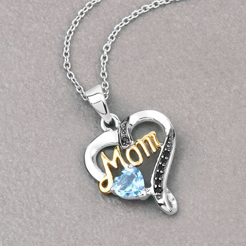 0.57 Carat Genuine Swiss Blue Topaz and Black Spinel .925 Sterling Silver Pendant by Bids.com