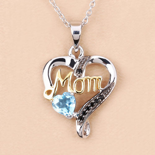 0.57 Carat Genuine Swiss Blue Topaz and Black Spinel .925 Sterling Silver Pendant by Bids.com