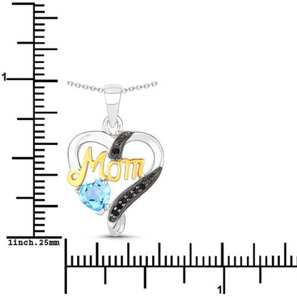 0.57 Carat Genuine Swiss Blue Topaz and Black Spinel .925 Sterling Silver Pendant by Bids.com