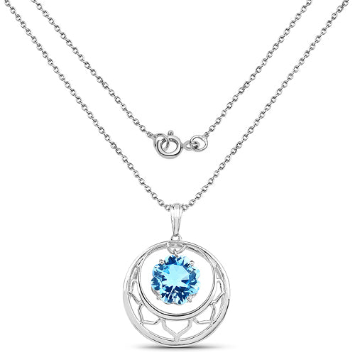 8.75 Carat Genuine Swiss Blue Topaz .925 Sterling Silver Pendant by Bids.com