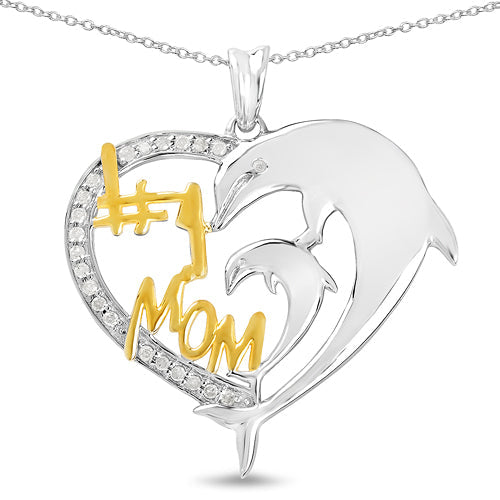 Two Tone Plated 0.14 Carat Genuine White Diamond .925 Sterling Silver Pendant by Bids.com