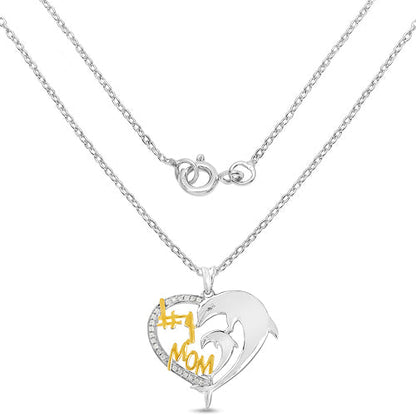 Two Tone Plated 0.14 Carat Genuine White Diamond .925 Sterling Silver Pendant by Bids.com