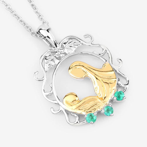 0.09 Carat Genuine Emerald .925 Sterling Silver Pendant by Bids.com