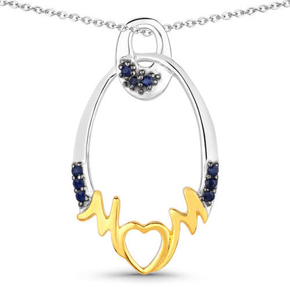 0.18 Carat Genuine Blue Sapphire .925 Sterling Silver Pendant by Bids.com