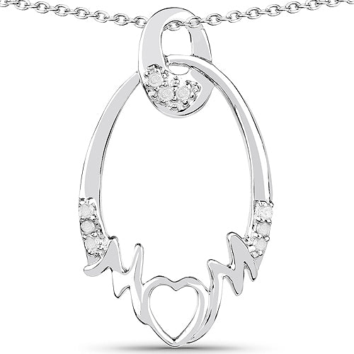 0.14 Carat Genuine White Diamond .925 Sterling Silver Pendant by Bids.com