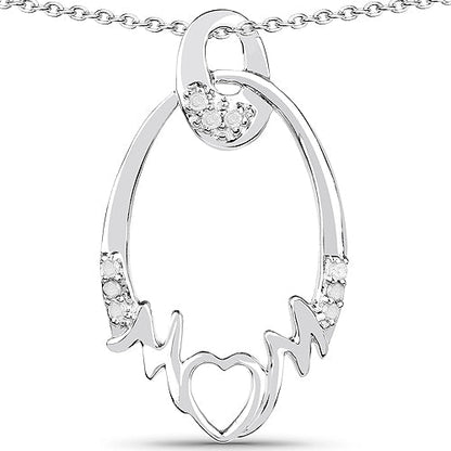 0.14 Carat Genuine White Diamond .925 Sterling Silver Pendant by Bids.com