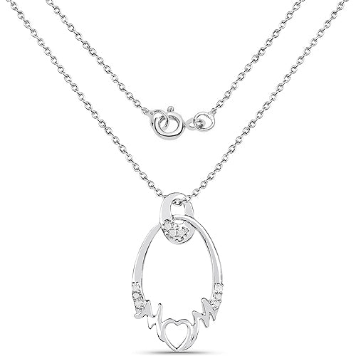 0.14 Carat Genuine White Diamond .925 Sterling Silver Pendant by Bids.com