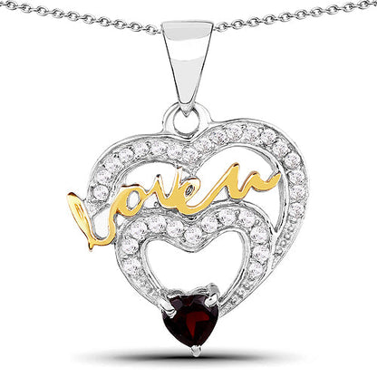 0.51 Carat Genuine Garnet and White Topaz .925 Sterling Silver Pendant by Bids.com