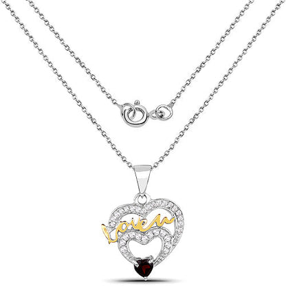 0.51 Carat Genuine Garnet and White Topaz .925 Sterling Silver Pendant by Bids.com