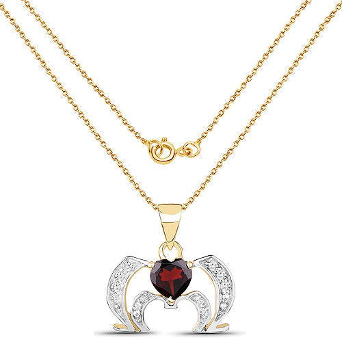 14K Yellow Gold Plated 1.05 Carat Genuine Garnet and White Topaz .925 Sterling Silver Pendant by Bids.com