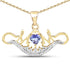 14K Yellow Gold Plated 0.62 Carat Genuine Tanzanite and White Topaz .925 Sterling Silver Pendant 