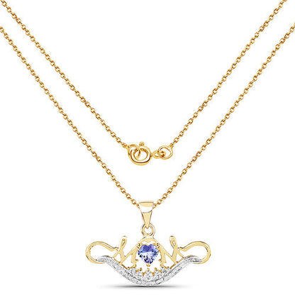 14K Yellow Gold Plated 0.62 Carat Genuine Tanzanite and White Topaz .925 Sterling Silver Pendant by Bids.com