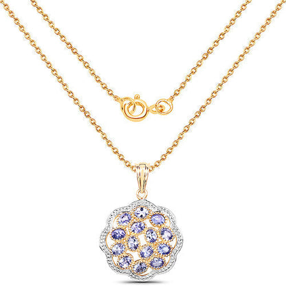 14K Yellow Gold Plated 2.38 Carat Genuine Tanzanite .925 Sterling Silver Pendant  DestGlow