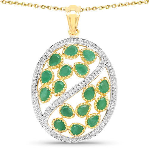 2.24 Carat Genuine Emerald .925 Sterling Silver Pendant by Bids.com