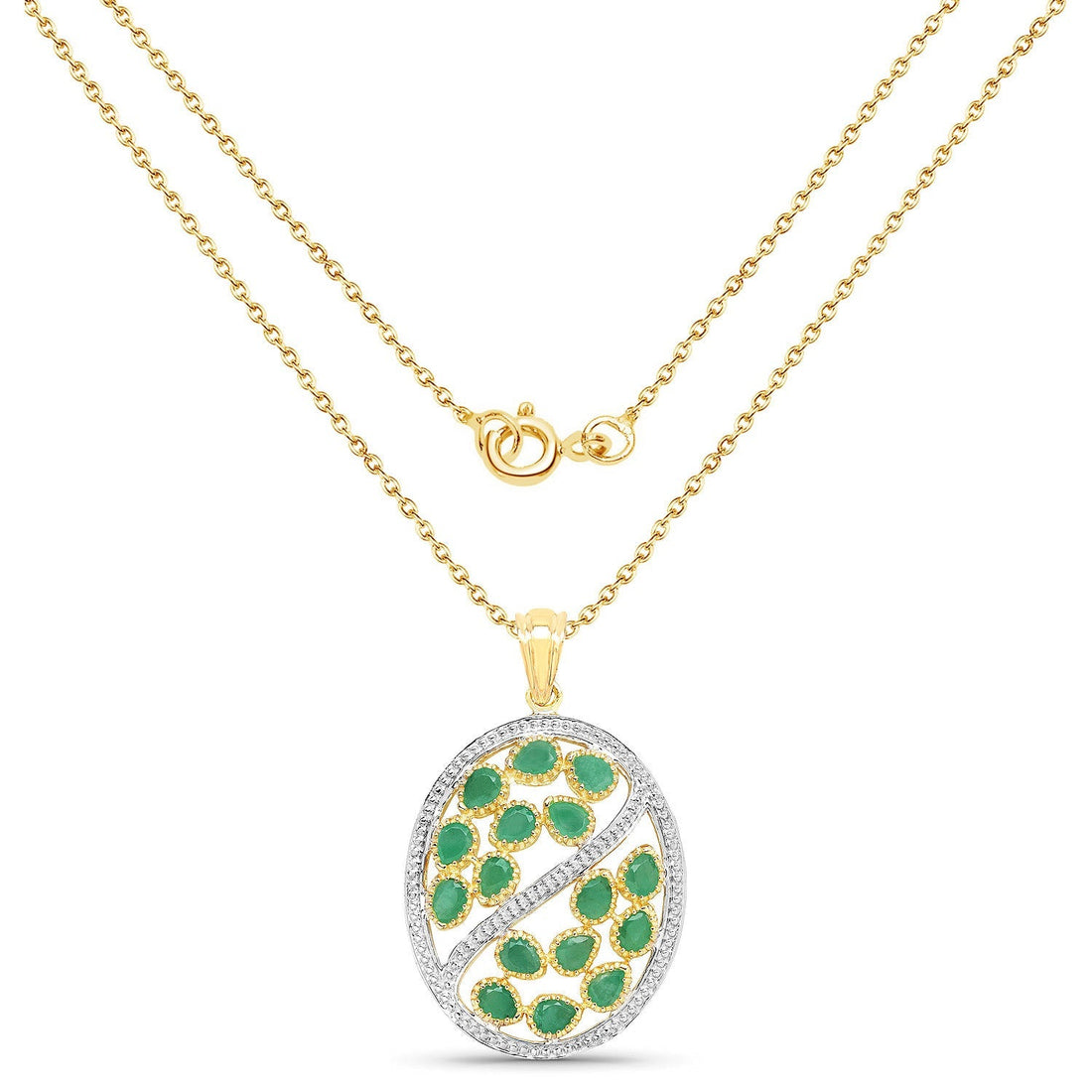 2.24 Carat Genuine Emerald .925 Sterling Silver Pendant 