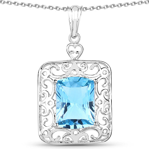 10.63 Carat Genuine Swiss Blue Topaz .925 Sterling Silver Pendant by Bids.com