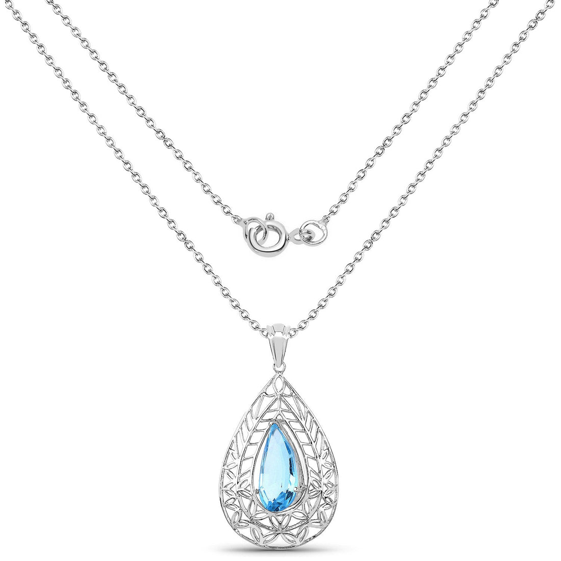 7.20 ct. Genuine Swiss Blue Topaz .925 Sterling Silver Pendant by Avera Group