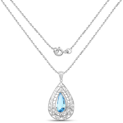 7.20 ct. Genuine Swiss Blue Topaz .925 Sterling Silver Pendant by Avera Group