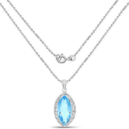 8.22 Carat Genuine Swiss Blue Topaz .925 Sterling Silver Pendant by Bids.com