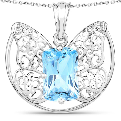 11.10 Carat Genuine Swiss Blue Topaz .925 Sterling Silver Pendant by Bids.com