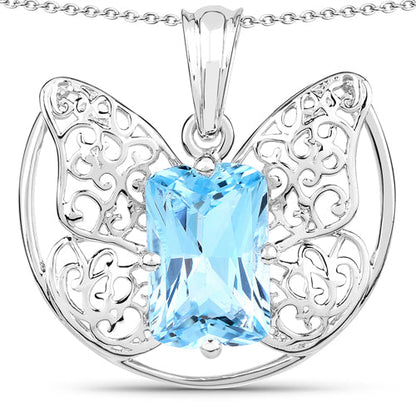 11.10 Carat Genuine Swiss Blue Topaz .925 Sterling Silver Pendant by Bids.com