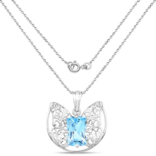11.10 Carat Genuine Swiss Blue Topaz .925 Sterling Silver Pendant by Bids.com