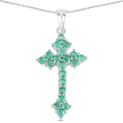 2.00 Carat Genuine Zambian Emerald .925 Sterling Silver Pendant  DestGlow
