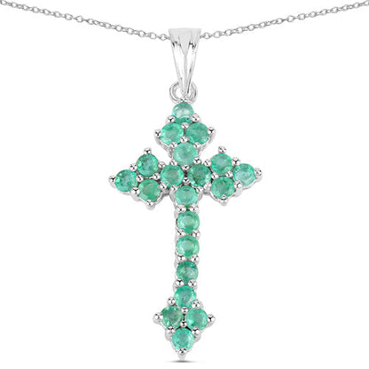 2.00 Carat Genuine Zambian Emerald .925 Sterling Silver Pendant  DestGlow