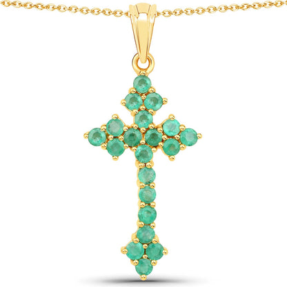 2.00 Carat Genuine Zambian Emerald .925 Sterling Silver Pendant  DestGlow