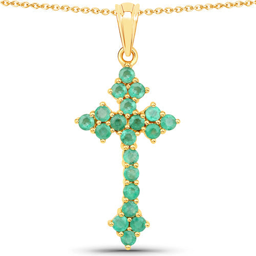 2.00 Carat Genuine Zambian Emerald .925 Sterling Silver Pendant  DestGlow