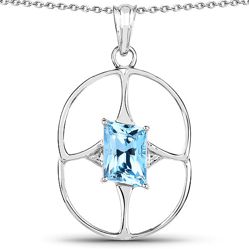 5.26 Carat Genuine Swiss Blue Topaz .925 Sterling Silver Pendant by Bids.com