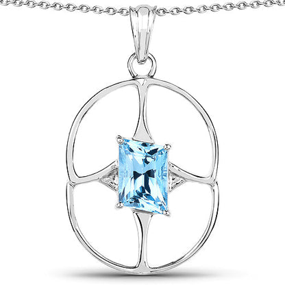 5.26 Carat Genuine Swiss Blue Topaz .925 Sterling Silver Pendant by Bids.com