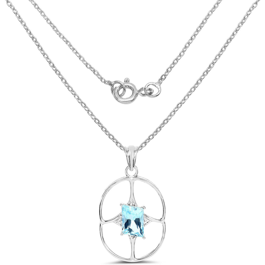 5.26 Carat Genuine Swiss Blue Topaz .925 Sterling Silver Pendant 