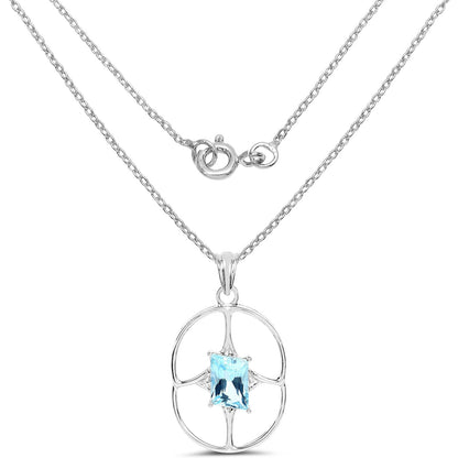5.26 Carat Genuine Swiss Blue Topaz .925 Sterling Silver Pendant 