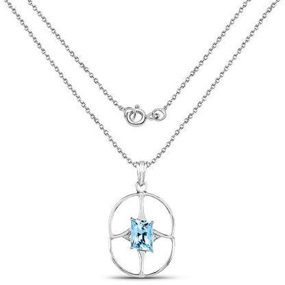 5.26 Carat Genuine Swiss Blue Topaz .925 Sterling Silver Pendant by Bids.com