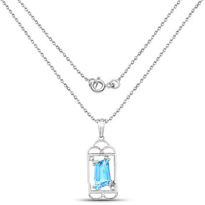 4.57 Carat Genuine Swiss Blue Topaz &amp; White Topaz .925 Sterling Silver Pendant by Bids.com