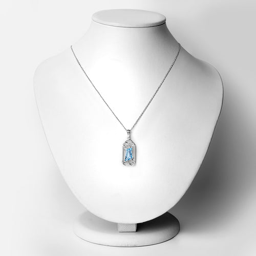 4.57 Carat Genuine Swiss Blue Topaz &amp; White Topaz .925 Sterling Silver Pendant by Bids.com